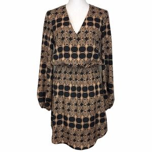 Lavender Brown dress cinched waist tan black XS